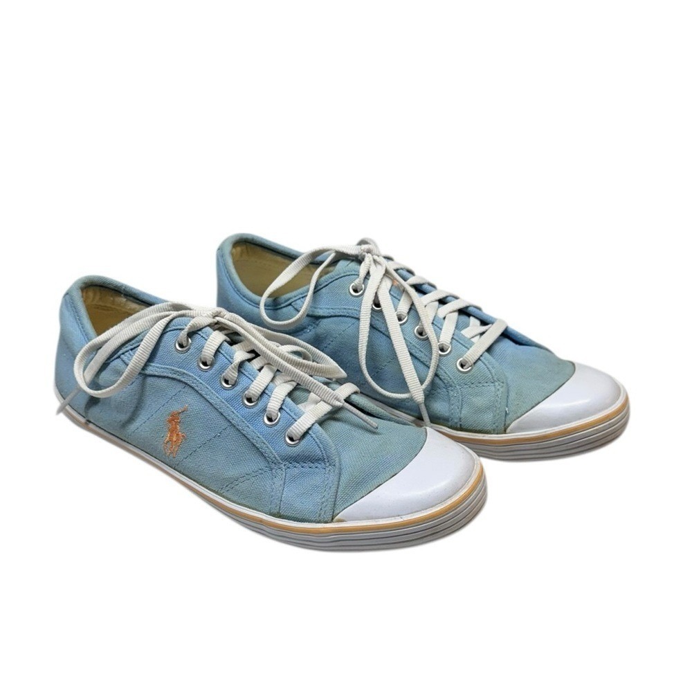 Polo Ralph Lauren Marin Blue Canvas Lace Up Sneaker‎ Size 8 Pony
